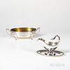 French .800 Silver Center Bowl and Sterling Silver Sauceboat