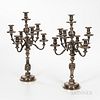 Pair of Large Seven-light Silverplate Candelabra