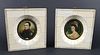 Pair of Late 19th C. Miniature Portraits in Frames, One