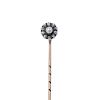 A late 19th century diamond and seed pearl cluster stickpin, the replacement seed pearl, within an o