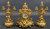 Late 19th C. 3 Pc. Gilt Bronze Mounted Sevres Porcelain