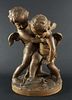 French Terracotta Figural Group "Deux Amours", Circa