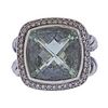 David Yurman Albion Silver Diamond Prasiolite Ring 
