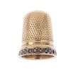 An early 20th century 15ct gold thimble. Designed with a split pearl rim and personal engraving. Hal