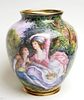 19th C. Viennese Enamel Vase with Gold over Silver