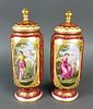 Pair of 19th C. Royal Vienna Hanpainted Urns