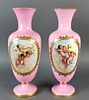 Large Pair of Baccarat Opaline Vases