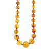 A natural Burmese blood amber necklace. Comprising fifty-nine graduated blood amber beads measuring