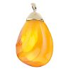 A 9ct gold amber pendant. The amber carved into a pear-shape with undulating surface to the 9ct gold