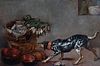 Flemish school of the 17th century. "Still life and dog".
