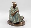 IGNACIO CASTAÑEDA. SXX. Mujer sentada. Fundición en bronce, IV/X. Firmada y fechada 1988. 31 cm de altura
