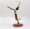 F. CAMACHO. Bailarina. Firmado. Escultura en bronce 08 /25. 53 cm de altura.  Detalles de conservación.