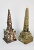 Two American Seashell Encrusted Obelisks, late 19th Century