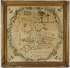 1811 Needlework Map Sampler of England and Wales by Mary Morley