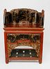 Chinese Parcel-Gilt Cinnabar Red Lacquered Shrine, Qing Dynasty