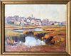 Anne Ramsdell Congdon Oil on Artist Board "View of Town of Nantucket from Monomoy Creeks"
