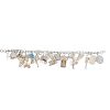 A charm bracelet. Designed as a series of nineteen charms, to include a shell and a steam train, sus