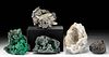 5 Crystals & Minerals, Malachite, Quartz, & Obsidian