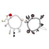 Six charm bracelets. To include a nautical themed charm bracelet and a double curb-link bracelet wit