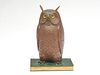 Well carved owl mounted on top of carved wooden book, possibly 2nd quarter 20th century.