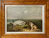 George Armfield Oil on Canvas "Two Terriers on the Hunt", mid 19th Century
