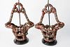 Rare Matched Pair of American Outsider Folk Art Bottle Cap Baskets, 20th Century