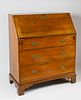 American Tiger Maple Country Chippendale Slant Front Desk, circa 1790-1810