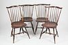 Set of Four American Fan-Back Windsor Side Chairs, circa 1805