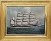 China Trade Oil on Linen "Portrait of a British Clipper Ship", 3rd quarter of the 19th Century