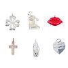THOMAS SABO - six pendants. To include a pair of red enamelled lips, an enamelled snow boot and a go