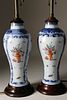 Pair of Famille Rose and Underglaze Blue Vases Fitted as Table Lamps