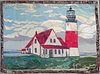 Stunning Vintage Sankaty Light Nantucket Folk Art Hooked Rug
