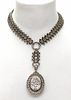 A late Victorian sterling silver locket and collar, c.1880,
