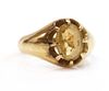 A gentlemen's 18ct gold single stone citrine ring,