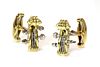 A pair of 18ct yellow and white gold violin scroll cufflinks, by Deakin and Francis, retailed by Hamilton & Inches,