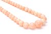A single row graduated angel skin coral bead necklace,