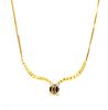 An 18ct gold single stone diamond wishbone necklace, c.1980,