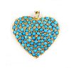 A turquoise set heart shaped pendant/enhancer,