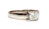 A platinum single stone princess cut diamond ring,