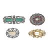 A selection of five items of costume jewellery. To include a late 19th century multi-gem brooch, a s