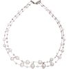 CHOKER WITH CULTURED PEARLS AND DIAMONDS IN 18K WHITE GOLD White pearls, brilliant cut diamonds ~3.60 ct