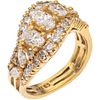 RING WITH DIAMONDS IN 18K YELLOW GOLD 3 Oval cut diamonds ~0.80 ct Clarity: SI2-I1, different cut diamonds ~0.78 ct