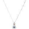CHOKER AND PENDANT WITH SAPPHIRE AND DIAMONDS IN 14K WHITE GOLD AND PALLADIUM SILVER Oval cut sapphire ~2.35ct and diamonds~0.50ct