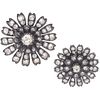 PAIR OF STUD EARRINGS WITH DIAMONDS IN 10K YELLOW GOLD AND SILVER 1 Antique cut diamond~0.46 ct Clarity: SI1 and faceted diamonds