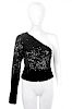 YVES SAINT LAURENT Rive Gauche - an asymmetrical sequin top. Designed with one full-length sleeve wi