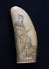 Scrimshaw and Stippled Antique Sperm Whale Tooth, circa 1860