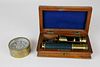 English Cased Handheld Microscope and Lifeboat Compass