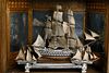 French Prisoner of War Bone Ship Model in Straw Marquetry Case, 18th Century