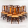 Assembled Set of Ten Queen Anne-style Dining Chairs