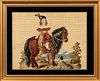 Framed Needlepoint of a Young Boy on Horseback